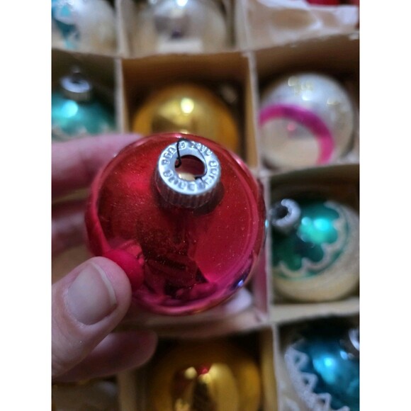 Vintage Shiny Brite Mixed Glass Christmas Ornament Lot of 12 Branded Boxed Santa - Picture 9 of 13